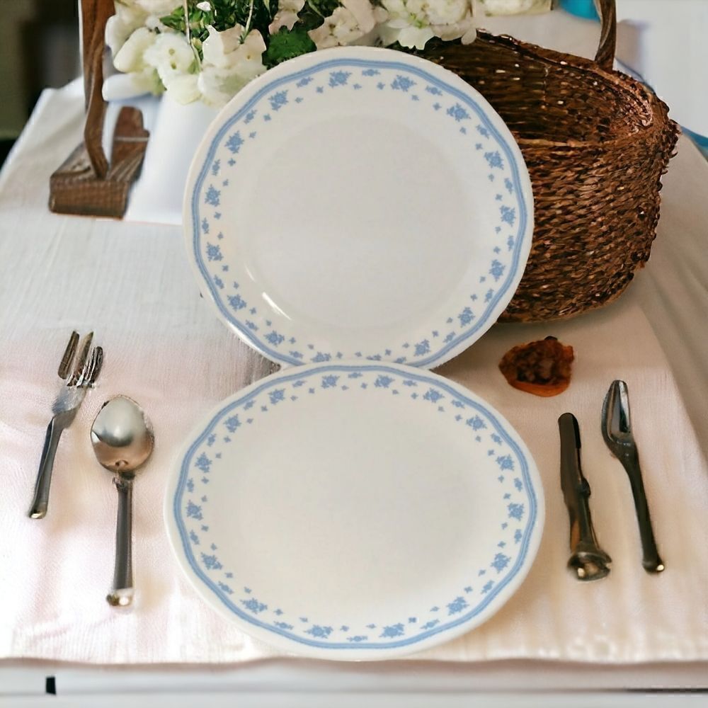 Corelle Morning Blue‎ 10.25" Dinner Plate Blue Floral Vitrelle Corning USA Vtg